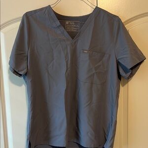 Figs Gray V-Neck Scrub Top